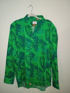 The Joker Oppo Green Graphic Button-Down Long Sleeve Shirt